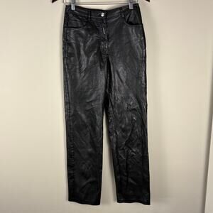 Aritzia Wilfred Black Faux Leather High Waisted Pants Straight Leg Women's 4